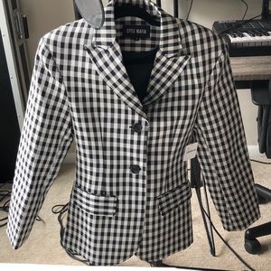 white checkered blazer